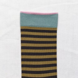 socks - bonne maison -  Stripe - Green - women - men - mixed