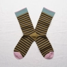 socks - bonne maison -  Stripe - Green - women - men - mixed