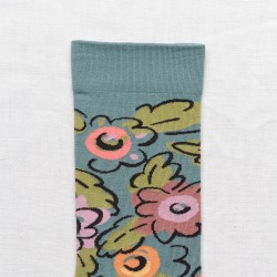 socks - bonne maison -  Flower - Blue - women - men - mixed