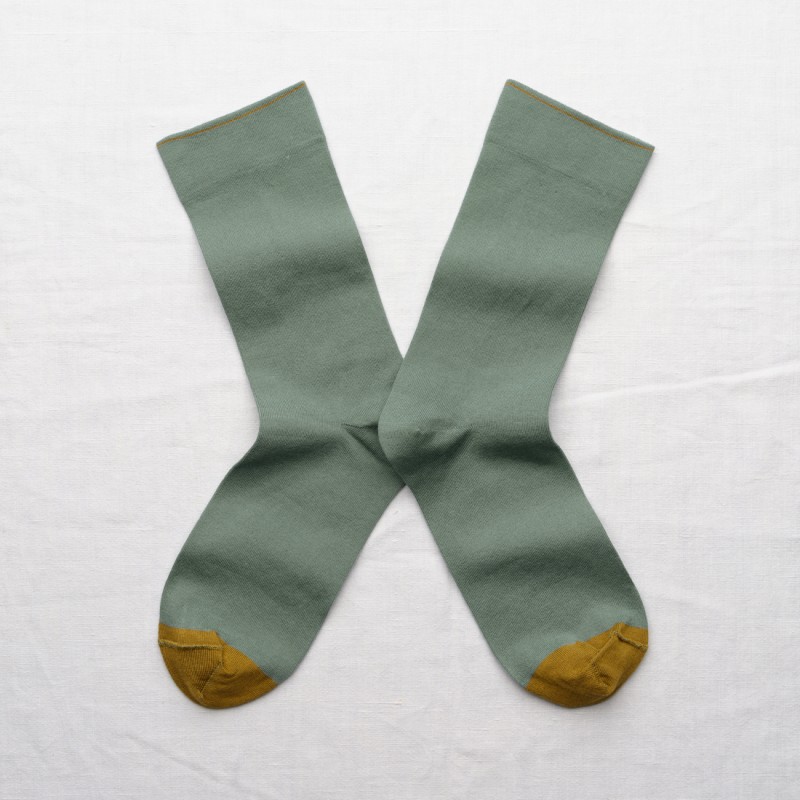 socks - bonne maison -  Plain - Green - women - men - mixed