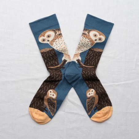 socks - bonne maison -  Owl - Blue - women - men - mixed