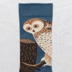 socks - bonne maison -  Owl - Blue - women - men - mixed