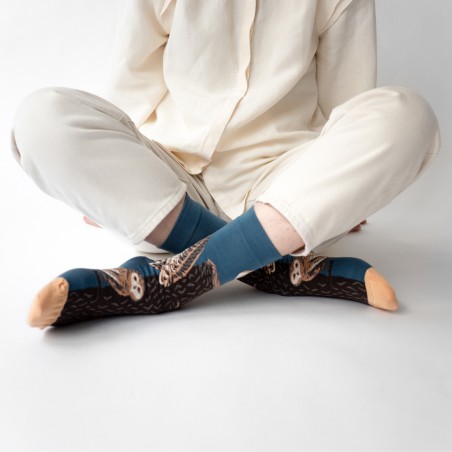 chaussettes - bonne maison -  Chouette - Bleu - femme - homme - mixte