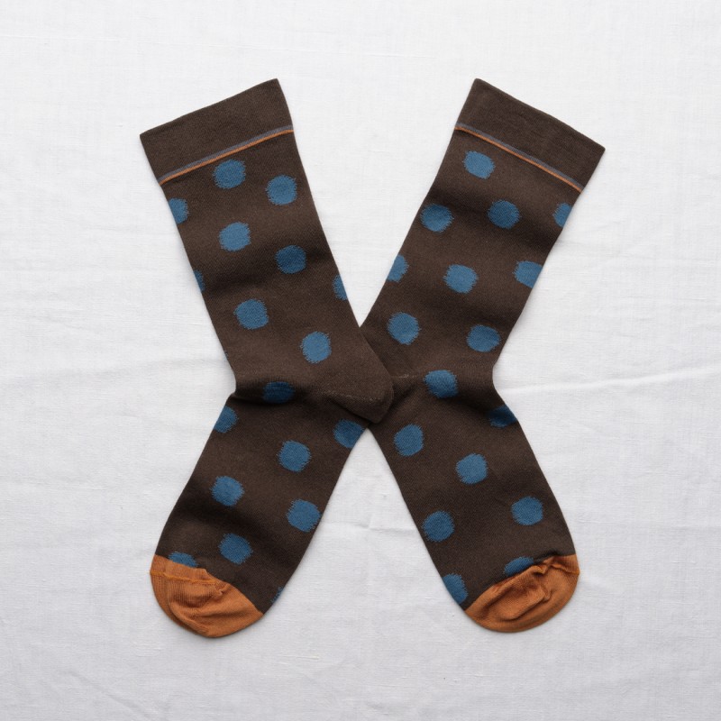 socks - bonne maison -  Polka Dot - Brown - women - men - mixed