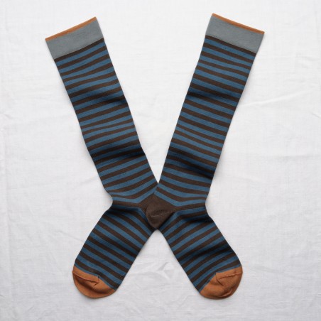 socks - bonne maison -  Stripe - Brown - women - men - mixed