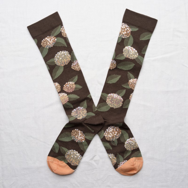 socks - bonne maison -  Hydrangea - Brown - women - men - mixed