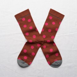 chaussettes - bonne maison -  Pois - Marron - femme - homme - mixte