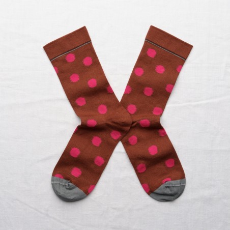 socks - bonne maison -  Polka Dot - Brown - women - men - mixed