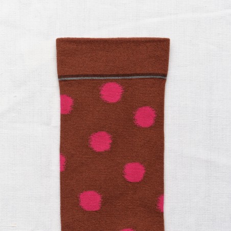 chaussettes - bonne maison -  Pois - Marron - femme - homme - mixte