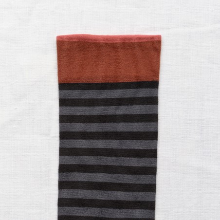 socks - bonne maison -  Stripe - Black - women - men - mixed