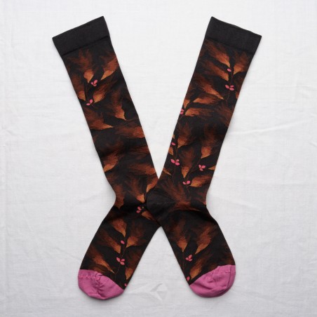 socks - bonne maison -  Palm - Black - women - men - mixed