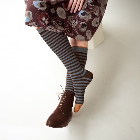 chaussettes - bonne maison - Rayure - Marron - femme - homme - mixte chaussettes - bonne maison - Rayure - Marron - femme - homme - mixte
