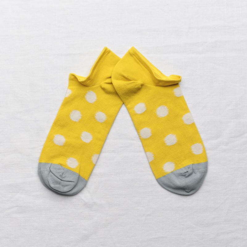 socks - bonne maison -  Polka dot - Yellow - women - men - mixed