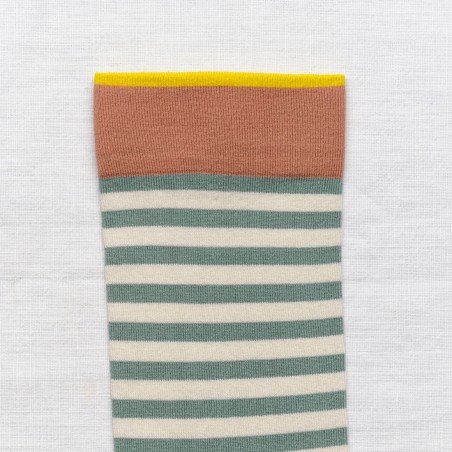 socks - bonne maison -  Stripe - Blue - women - men - mixed