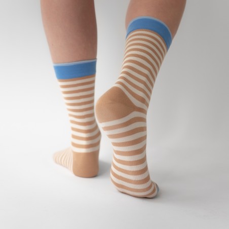 socks - bonne maison -  stripe - brown - woman - man - mixed
