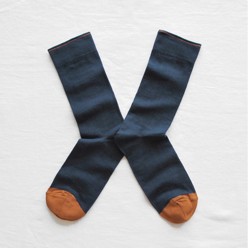 socks - bonne maison -  Plain - Blue - women - men - mixed