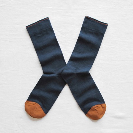 socks - bonne maison -  Plain - Blue - women - men - mixed