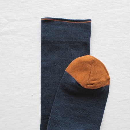 socks - bonne maison -  Plain - Blue - women - men - mixed