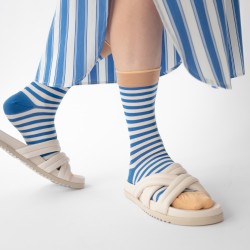 socks - bonne maison -  Stripe - Blue - women - men - mixed