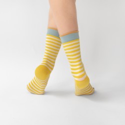 chaussettes - bonne maison - rayure - jaune - femme - homme - mixte