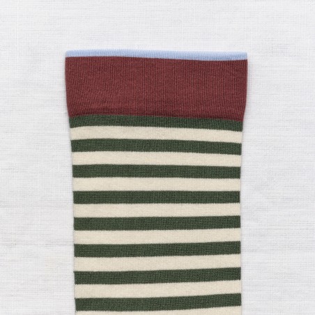 socks - bonne maison -  Stripe - Green - women - men - mixed