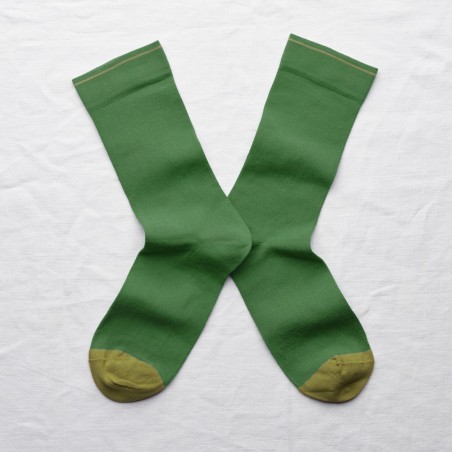 socks - bonne maison -  Plain - Green - women - men - mixed