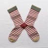 socks - bonne maison -  Stripe - burgundy - woman - man - mixte