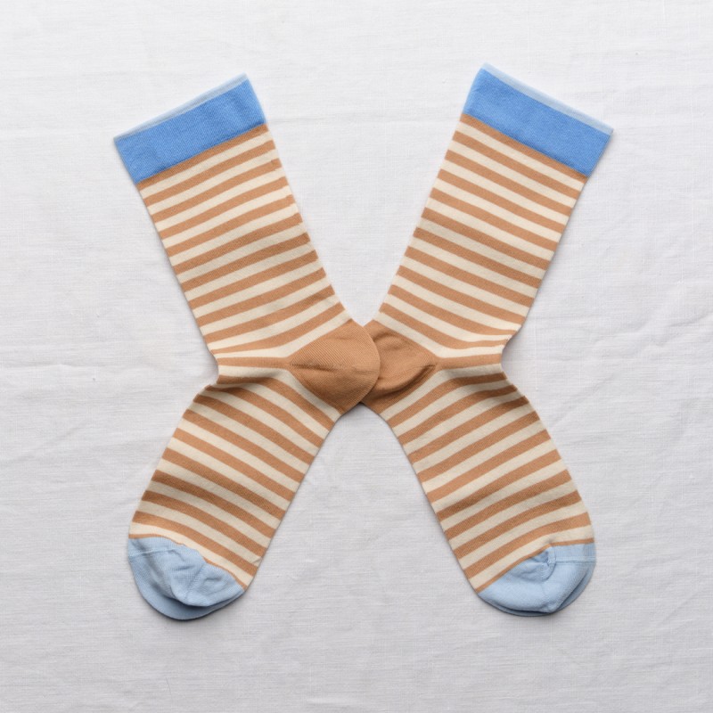 socks - bonne maison -  stripe - brown - woman - man - mixed