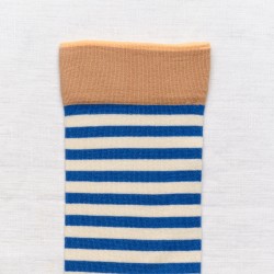 socks - bonne maison -  Stripe - Blue - women - men - mixed