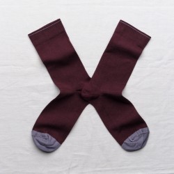 socks - bonne maison -  Plain - Purple - women - men - mixed