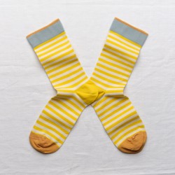 chaussettes - bonne maison - rayure - jaune - femme - homme - mixte