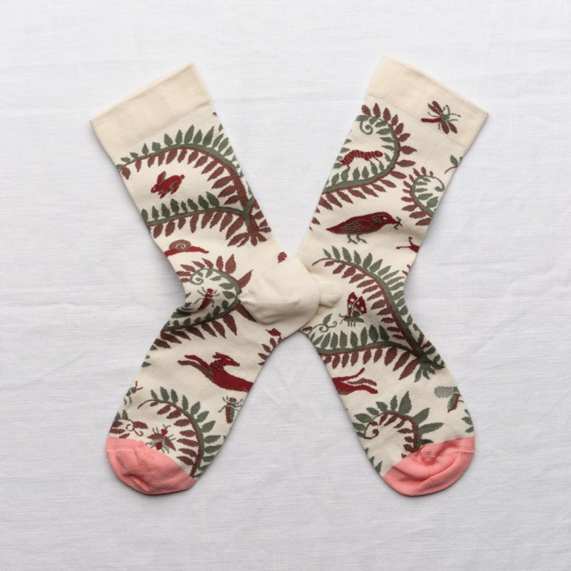 chaussettes - bonne maison -  Oiseau - Blanc - femme - homme - mixte