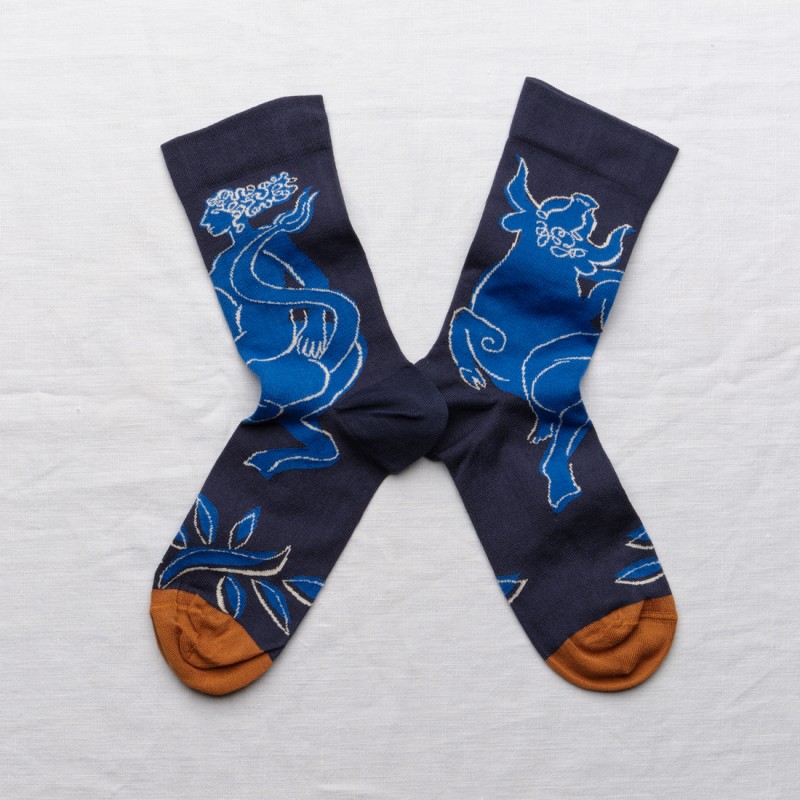 chaussettes - bonne maison -  Taureau - Bleu - femme - homme - mixte