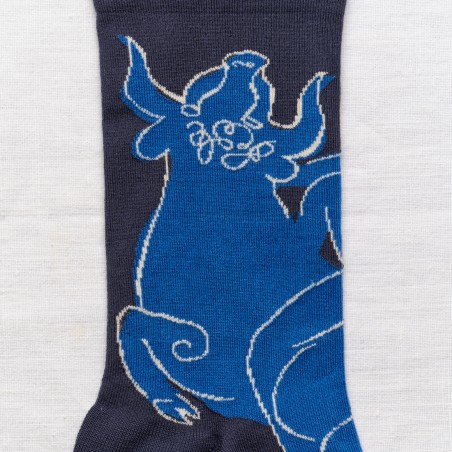 chaussettes - bonne maison -  Taureau - Bleu - femme - homme - mixte