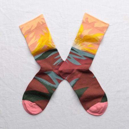 chaussettes - bonne maison -  Soleil - Orange - femme - homme - mixte