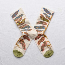 chaussettes - bonne maison -  Feuilles - Blanc - femme - homme - mixte