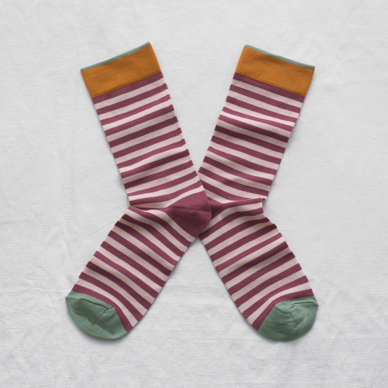 Dried rose pink stripe socks - Bonne Maison socks