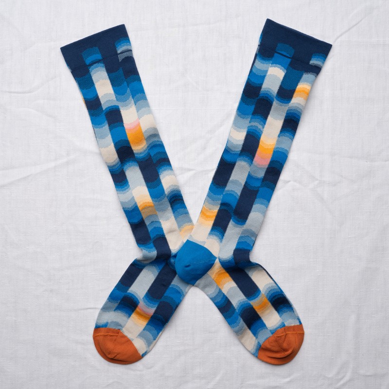 Abstract Navy Knee-Highs