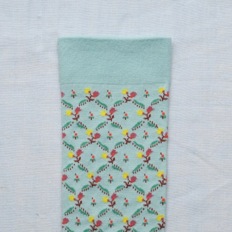 Toile de Jouy - Treillis Fleuri Aqua Toile de Jouy - Treillis Fleuri Aqua
