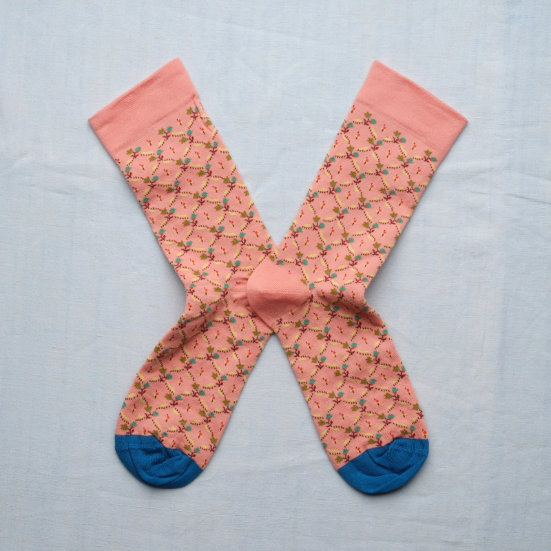 Chaussette Trellis Fleuri Rose Poudre Chaussette Trellis Fleuri Rose Poudre