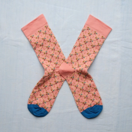 Chaussette Trellis Fleuri Rose Poudre Chaussette Trellis Fleuri Rose Poudre