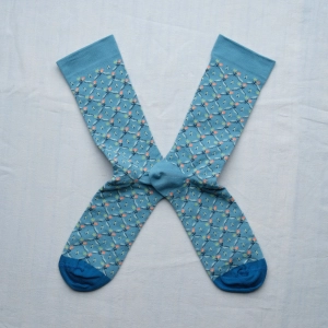 Washed blue trellis floral socks