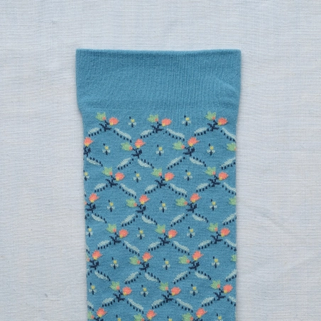 Toile de Jouy - Washed blue trellis floral Toile de Jouy - Washed blue trellis floral