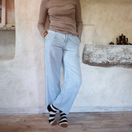 Black Striped Mousse Sock