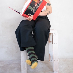 Green Striped Mousse Socks