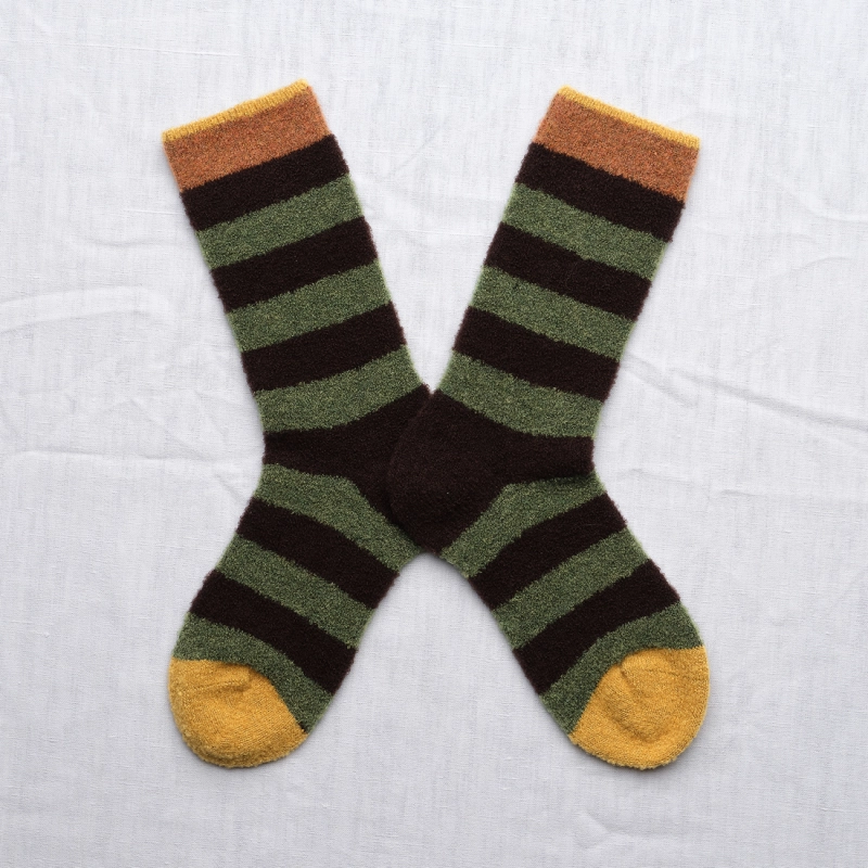 Green Striped Mousse Socks