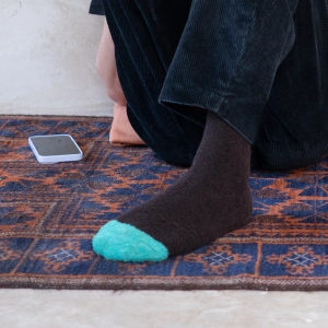 Black Plain Mousse Socks