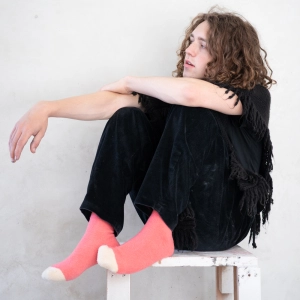 Pink Plain Mousse Socks