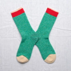 Green Plain Mousse Socks