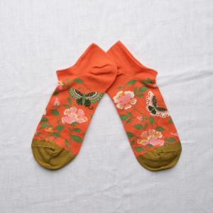 Orange Butterfly Ankle Socks